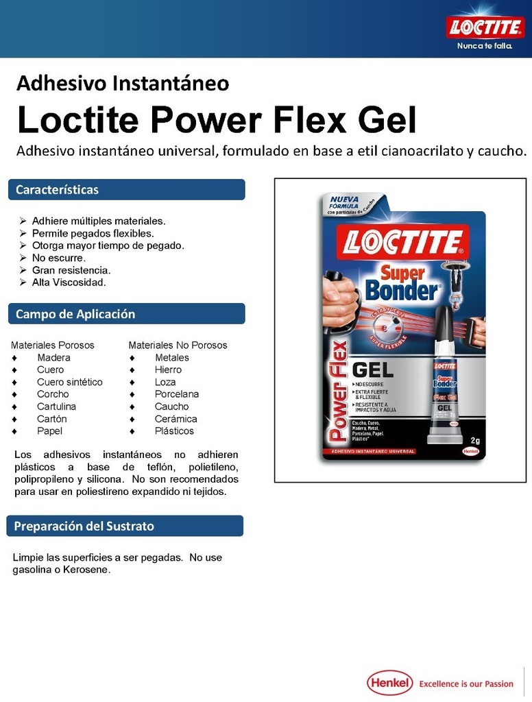 Super Bonder Loctite Power Flex Gel Henkel Adhesivo Instanta