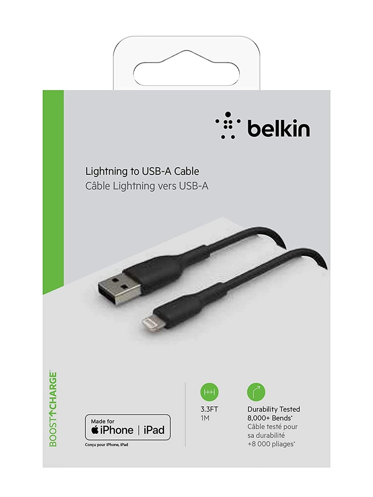Belkin Cable BoostCharge USB-A to Lightning 1mts. Black