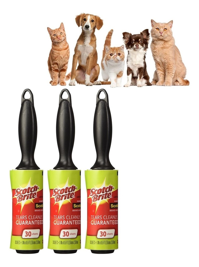 Pack 12 Mini Rollos Quita Pelusas y Pelos de Mascotas 3M