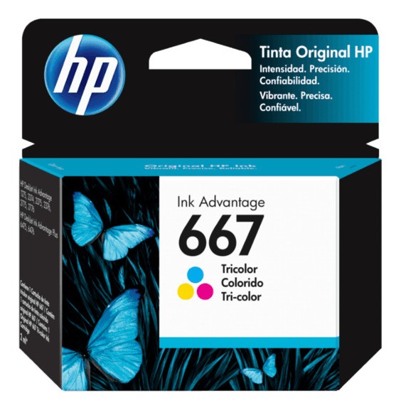 2 Tintas Hp 667 Tri Color + Negro + Resma Papel Fotoc. Carta