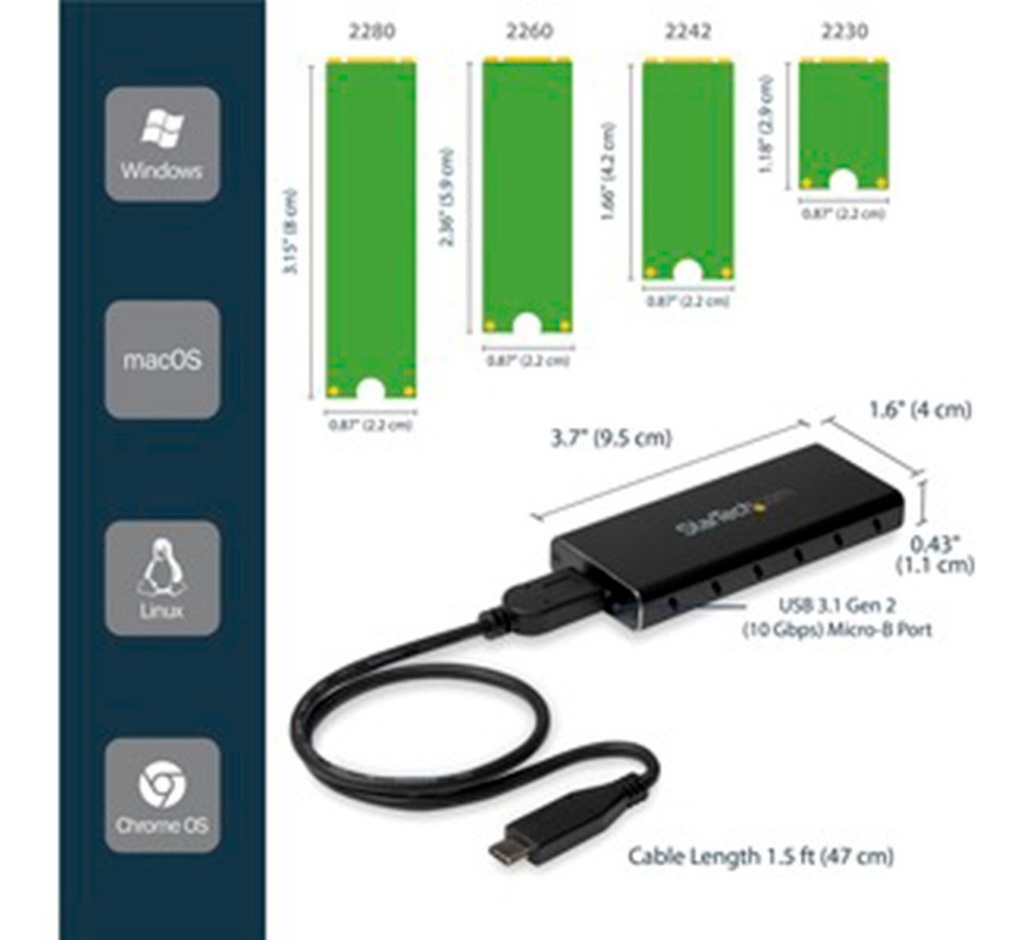 Cofre Gabinete Adaptador M.2 Ngff A Usb 3.1 Con Carcasa 
