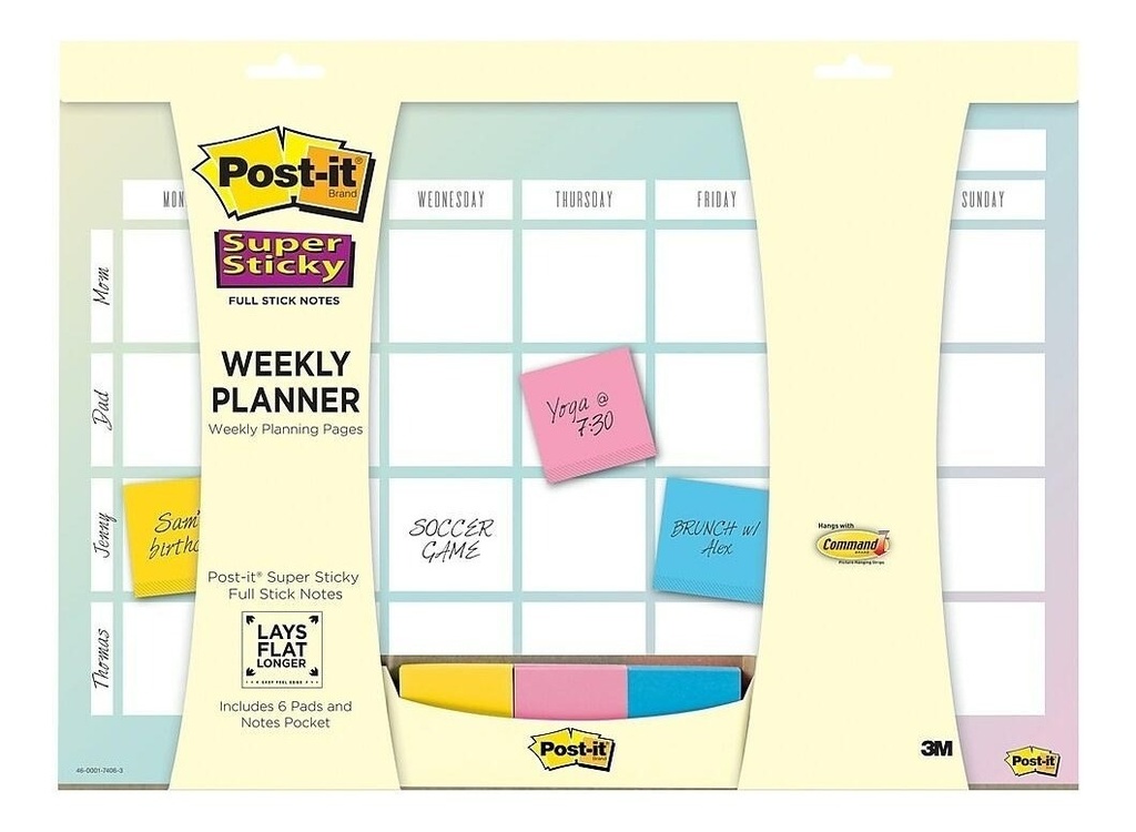Planificador Semanal 3m Post It 26 Hojas + 6 Notas Adhesivas