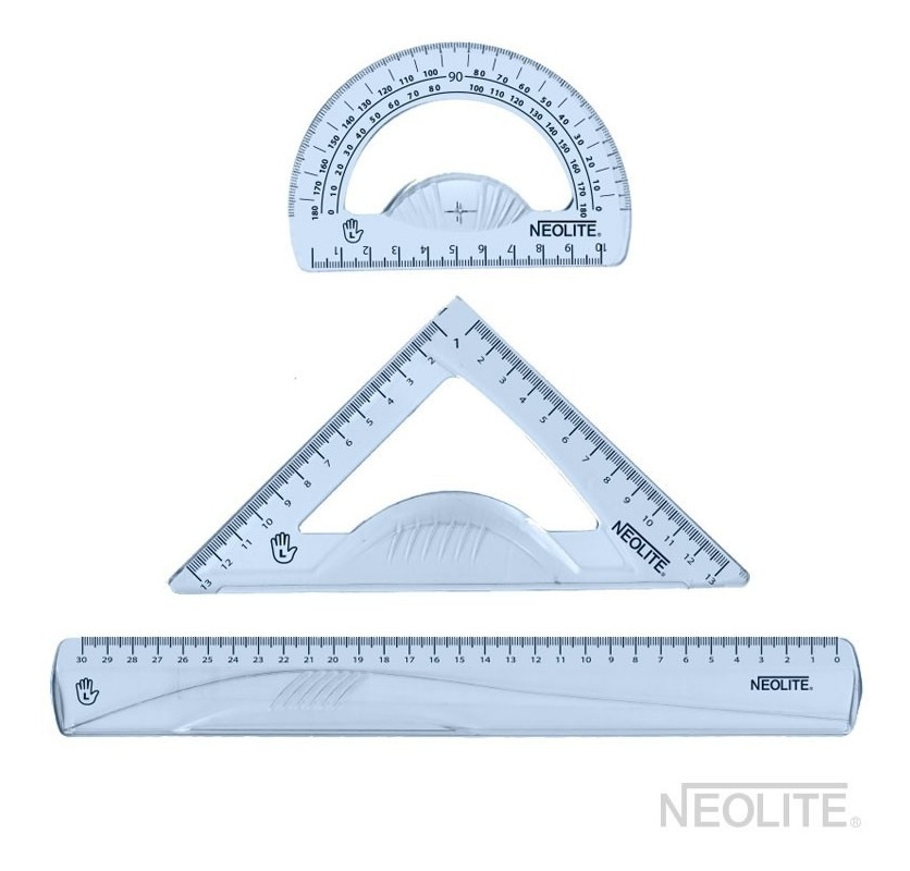 Set Geometría Para Zurdo 30cm 3 Piezas Alta Resistencia