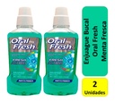 2 Unida. Enjuague Bucal Oral Fresh Action Menta Fresca 500ml