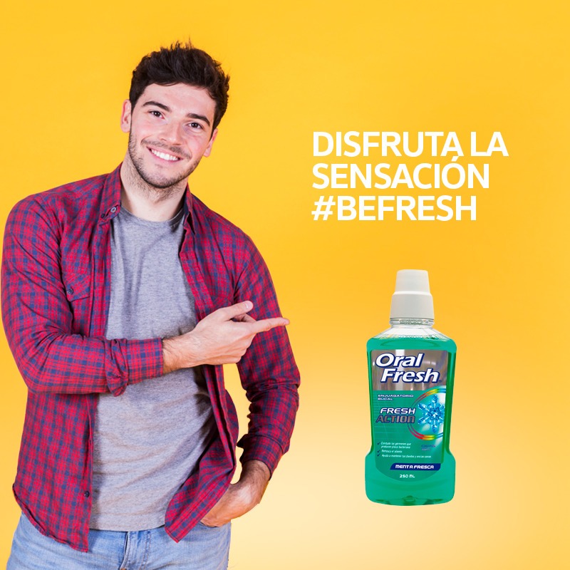 2 Unida. Enjuague Bucal Oral Fresh Action Menta Fresca 500ml