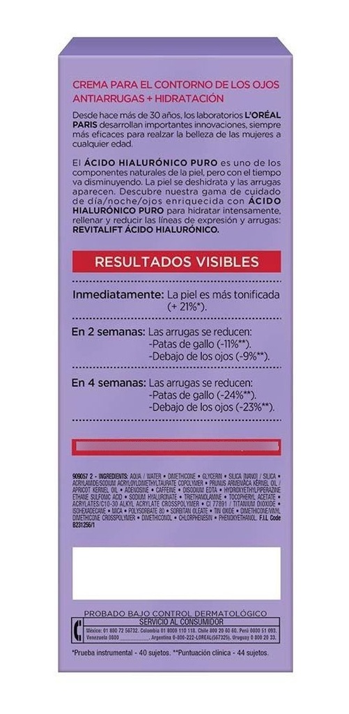 Crema Contorno De Ojos Revitalift Ácido Hialurónico 15 Ml