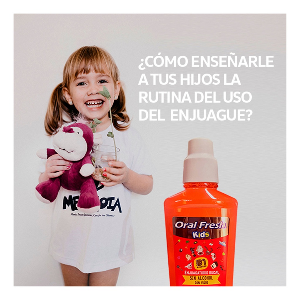 Enjuague Bucal Para Niños Sin Acohol + Fluor Oralfresh 250ml