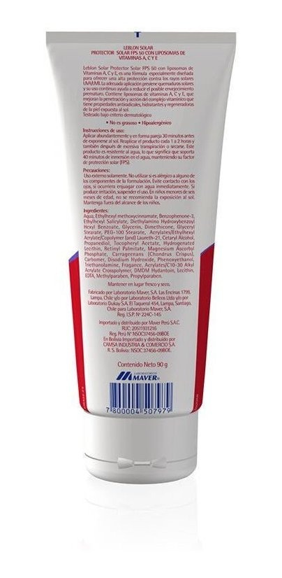 Protector Solar Antioxidante F50 Resist. Al Agua Leblon 50g