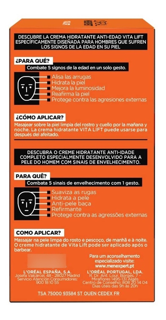 Men Expert Vita Lift Crema Rostro Hidratante Anti-edad 50ml
