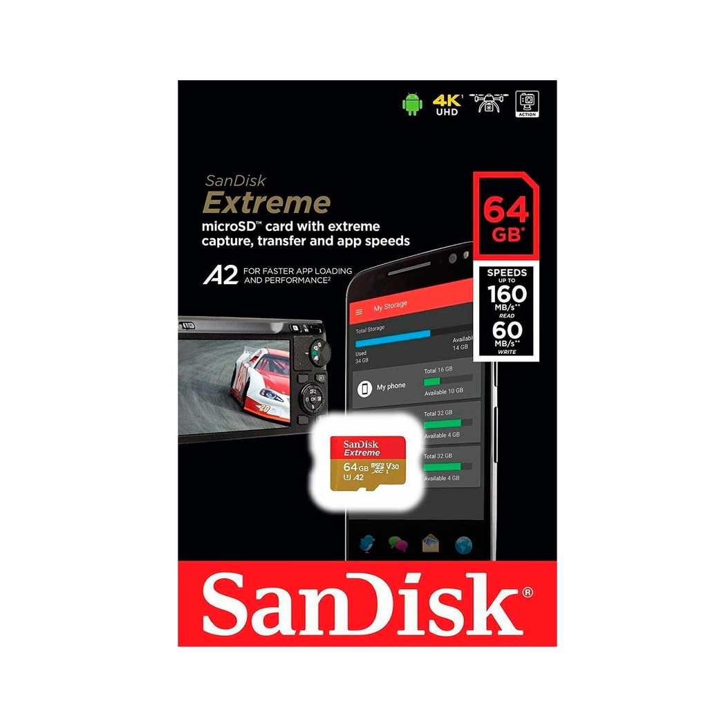 Memoria Micro Sd Sandisk Extreme 64gb Videos 4k A2