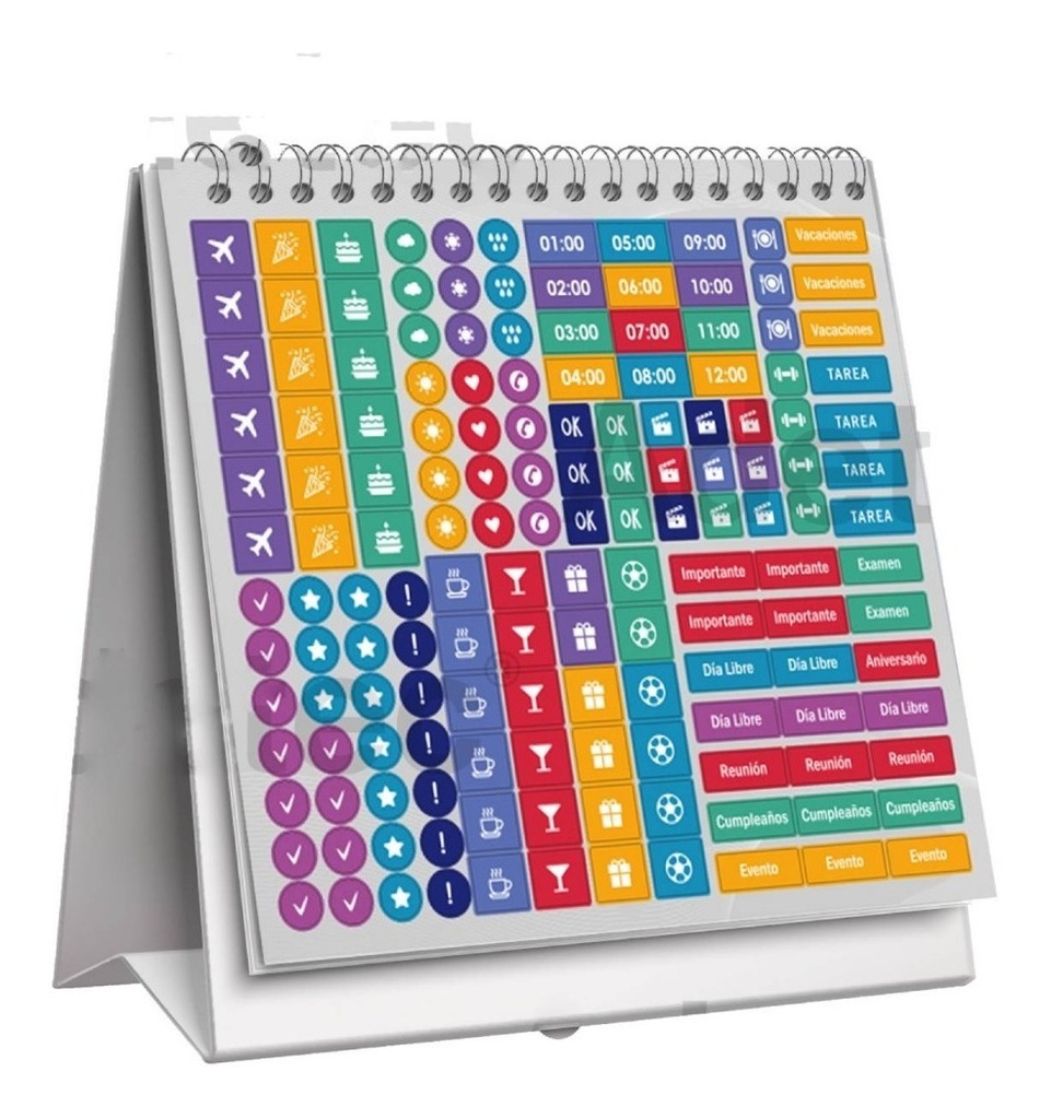 Calendario De Escritorio  Diseñp Oficina Incluye Stickers 
