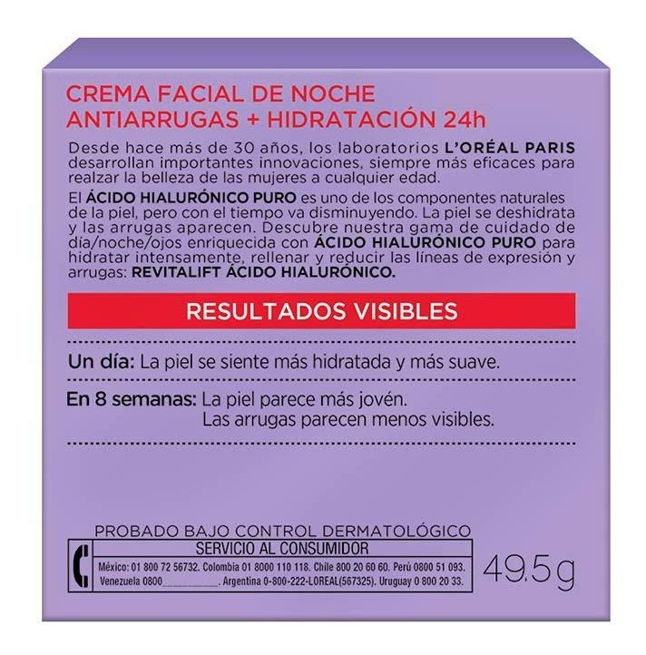 Crema De Noche Anti-arruga Revitalift Ácido Hialurónico 50ml
