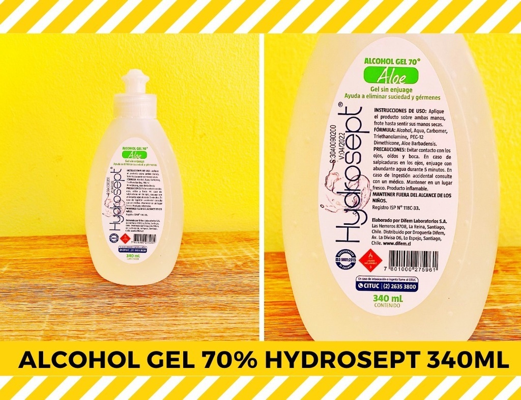 Alcohol Gel  Con Aloe Hydrosept 340 Ml