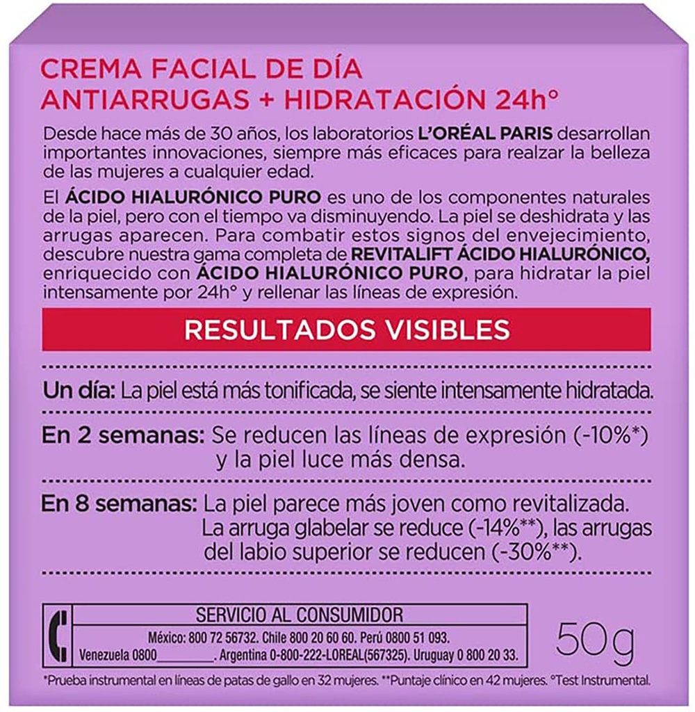 Crema Facial Día Revitalift Ácido Hialurónico Loreal Paris