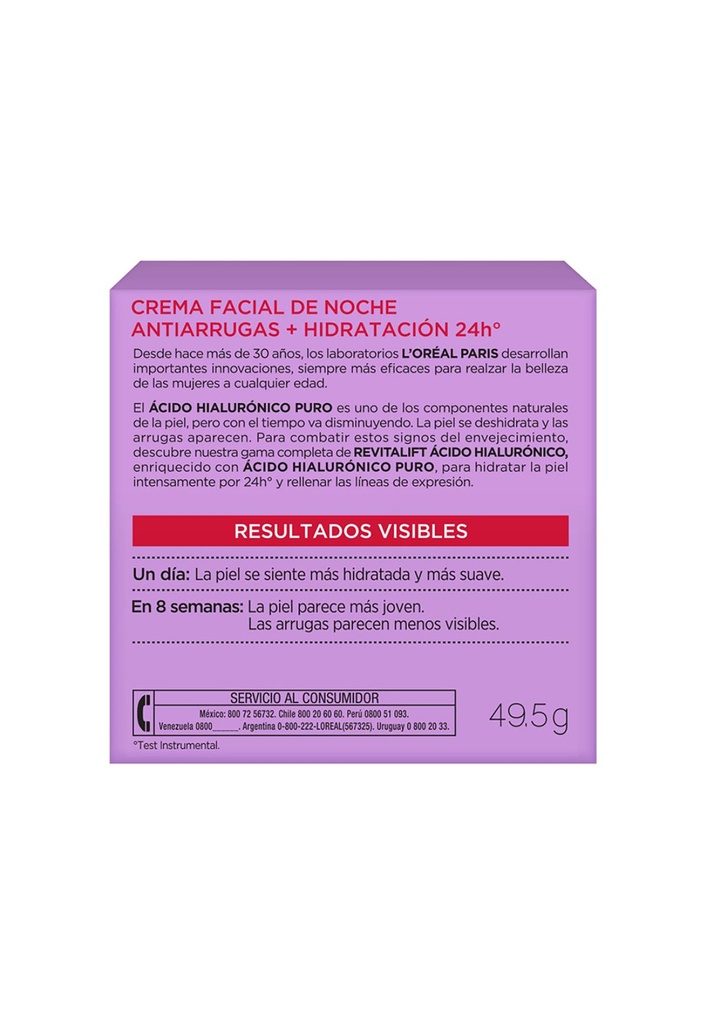 Crema De Noche Anti-arruga Revitalift Ácido Hialurónico 50ml