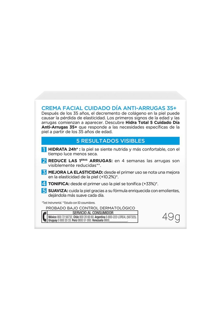 Crema Facial Día Anti-Arrugas +35 Hidra Total 5 Loreal Paris