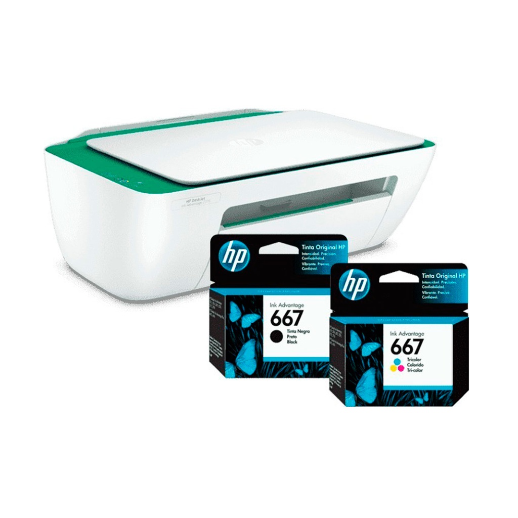 Pack Cartuchos Hp 667 Tri Color + Negro