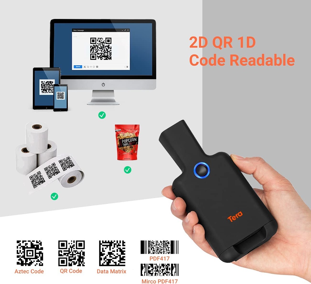 Tera Lector De Código De Barras Inalámbrico 1d 2d, Qr Aleman