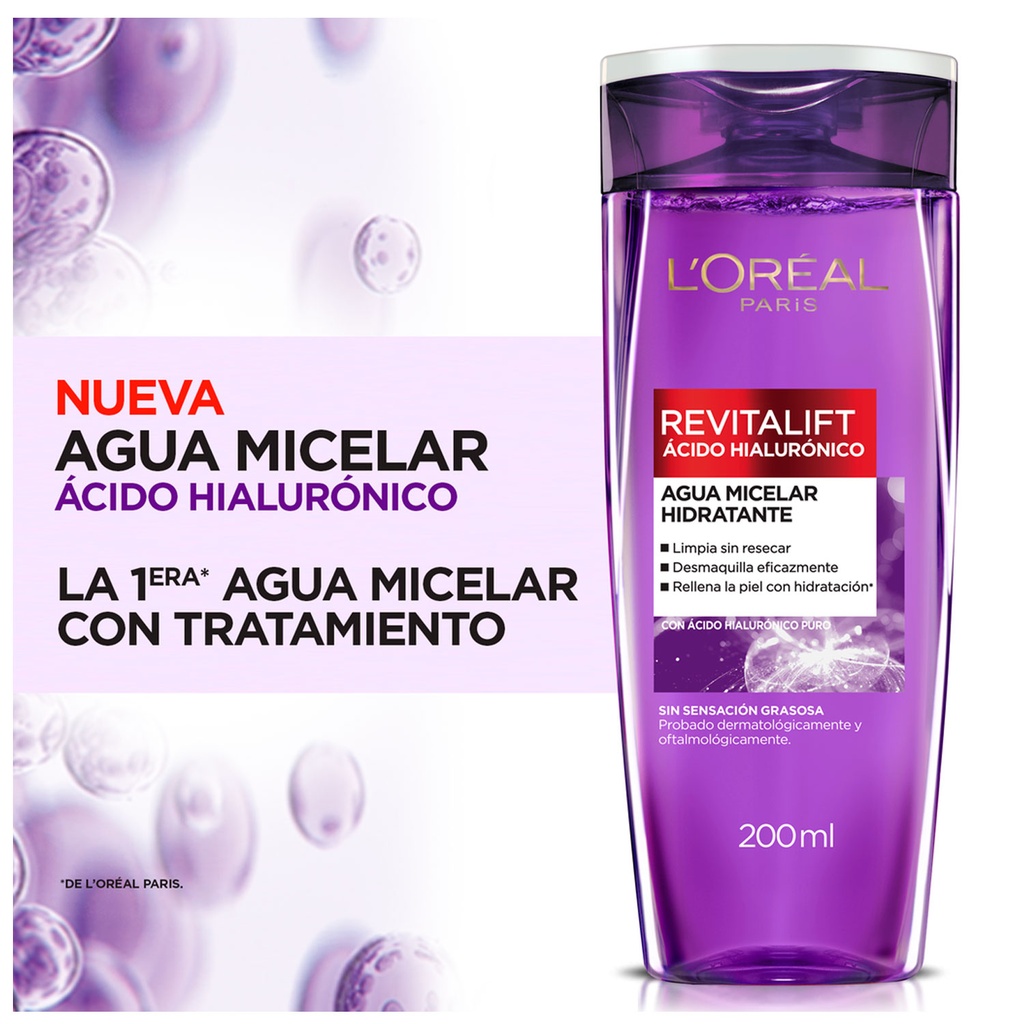 Agua Micelar Revitalift Con Ácido Hialurónico 200ml L'Oréal