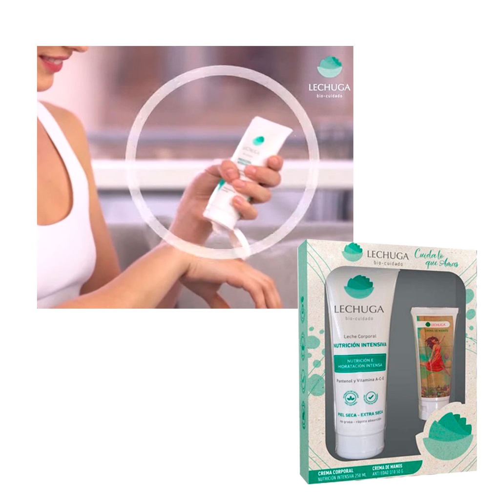 Estuche Crema Cuerpo + Mano Anti Edad Lechuga 300ml
