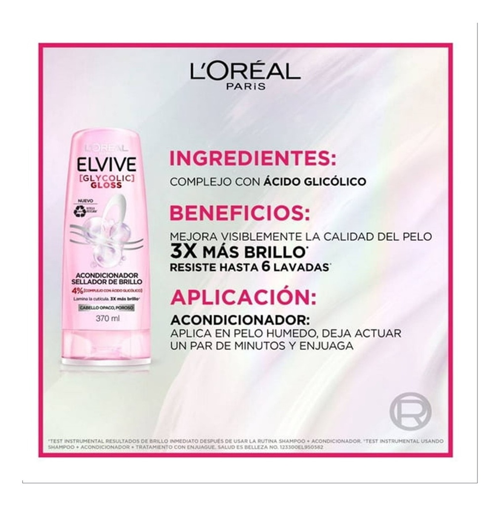Cuidado Cabello Elvive Glycolic Gloss 72hr Brillo y Suavidad